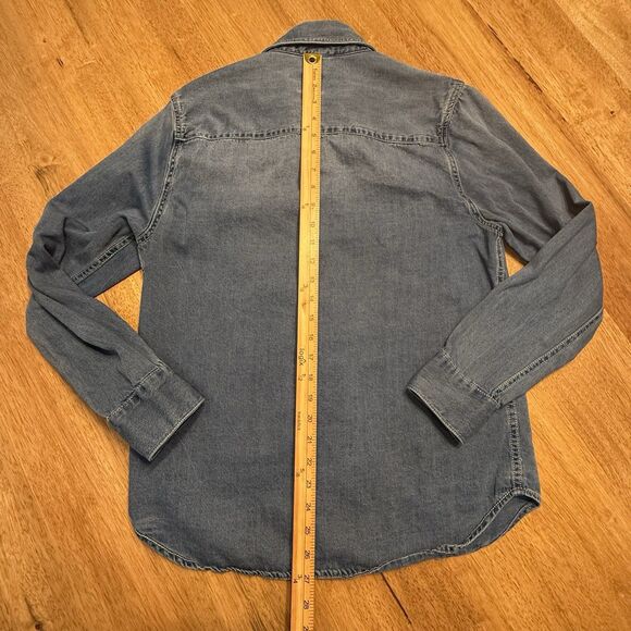 Women’s Denim Pearl Snap Cowboy Western Dark Wash Medium Zara - Picture 7 of 12